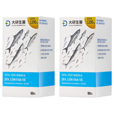 大研生醫 EPA 1200頂級魚油軟膠囊, rTG型式好吸收, 高濃度EPA Omega-3, 100%純魚油, 90顆, 705mg, 2盒
