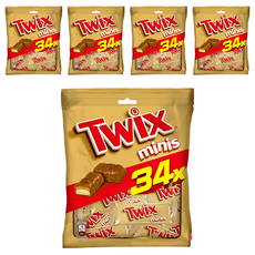 Twix 特趣 迷你焦糖夾心巧克力樂享包, 酥脆餅乾 濃郁焦糖 香濃牛奶巧克力, 340g, 5袋