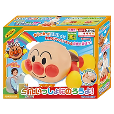 ANPANMAN 麵包超人 充氣騎乘娃娃，附手把，訓練平衡感及足腰力，室內專用，全長77cm, 1個, Multicolor