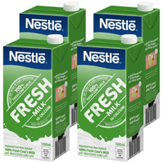 Nestle 雀巢 全脂牛乳, 100%紐西蘭純生乳, 1公升, 1L, 4瓶