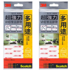 3M Scotch 超強力VHB多用途雙面膠帶, 免打釘 適用於居家修繕 150mm x 80mm, VP05, 2包