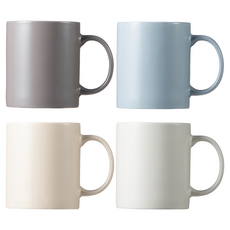 comet 日常馬克杯4件組, 1組, 灰色，藍色，米色，白色