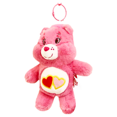 Care Bears 彩虹熊 立體絨毛吊飾 粉色雙心 娃娃 背包裝飾 公仔 14*10公分, 14cm, 1個