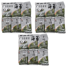 海樂多 海苔 原味 12入 Set, 傳統鹽烤 加上芝麻油香氣 單一包裝 攜帶方便 韓國媽媽手做, 60g, 3袋