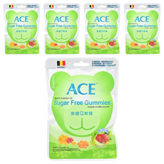 ACE 無糖Q軟糖, 比利時進口, 無人工色素香料, 富含維他命C, QQ好咀嚼, 無糖0脂肪, 48g, 5包