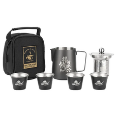 ISE MOUNT 小島嶼山 功夫茶具組, 不鏽鋼材質耐高溫, 附收納包, 1組, 339g