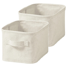 MUJI 無印良品 聚酯纖維麻收納箱 長方形 半型 小, 2個