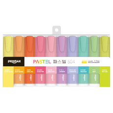 PENMAX 方頭彩色螢光筆組，柔和色系，1-5mm多種線寬, 乳黃+茵衣草+乳橙+雲藍+珊瑚紅+水藍+肉紅+薄荷+粉拿鐵+軟青檸, 1盒