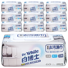 Dr.White 白博士 廚房去污濕巾, 60抽, 去油除污抗菌, 餐廚環境清潔用, 10包