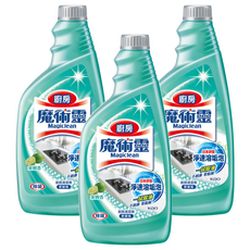 Kao 花王 Magiclean 魔術靈 廚房清潔劑 萊姆香 更替瓶, 一拭除油 快速溶解泡沫, 500ml, 3瓶