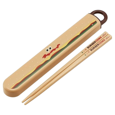 Skater ABS2AMAG 抗菌兒童筷子含收納盒, 筷子16.5cm + 盒子19.5 x 2.7 x 1.5cm, 漢堡, 1組