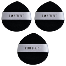 PONY EFFECT 水滴形氣墊粉撲，輕盈細緻空氣觸感，打造自然輕薄底妝，Air Soft, 黑色, 3個