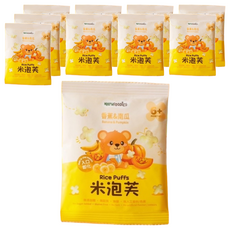 萌寶熊 米花泡芙 香蕉&南瓜, 適合6個月以上的寶寶, 純米製作 非油炸, 5g, 10包