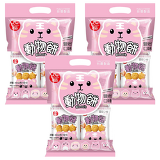 九福 動物造型餅乾 岩鹽口味, 微鹹甘甜好滋味, 小包裝設計, 200g, 3袋
