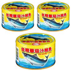 台糖 蕃茄汁鯖魚, 不含防腐劑 化學色素, 220g, 3罐