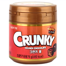 LOTTE樂天 CRUNKY巧克力球, 包覆玉米脆片 酥脆感十足, 76g, 1罐
