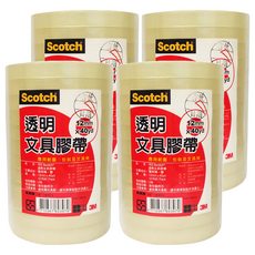 3M Scotch 透明文具膠帶 12mm x 40yd 12捲入, 12mm*40yd, 透明, 4組