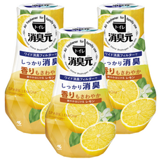 小林製藥 廁所芳香消臭元 檸檬清香 400ml, 大尺寸濾紙, 有效去除空氣臭味, 3瓶