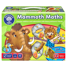 ORCHARD TOYS 考古玩數學幼兒桌遊 Mammoth Maths Game Set 1盒, 適用5-8歲, 2-4人, 增加加減運算能力, 提升心算力
