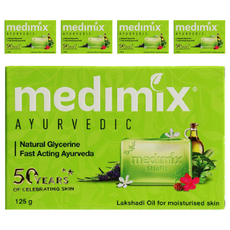 Medimix 綠寶石皇室藥草浴 美肌皂，阿育吠陀古法，草本精華，適合各種膚質, 125g, 5個