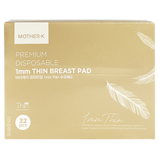 MOTHER-K 1mm超薄溢乳墊, 1mm超輕薄設計 吸收迅速且不結塊, 32片, 1盒