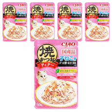 INABA CIAO 啾嚕 鰹魚燒晚餐包 幼貓用 (鰹魚+柴魚片+干貝口味) 50g, 鰹魚 + 干貝 + 柴魚, 5包
