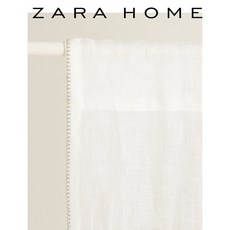 ZARA HOME 자라홈 Contrasting Color Linen Curtain 45693032251, 140 x 270cm (단품), 크림색