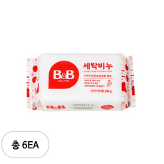 비앤비 유아의류용 세탁비누 아카시아향, 6개, 200g