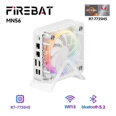 몽키PC 미니 슬림 소형 컴퓨터 PC 데스크탑 게임 게이밍 FIREBAT AMD R7-7735HS 다채로운 게이머 16GB 512GB DDR5 RJ45 BT5.2 WIFI6 M.2, [02] 6600H 16G 512G, [01] EU