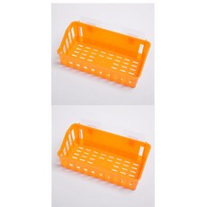 무타공 헴라인 접착스티커 키친 벽걸이바구니 거치대 욕실용실 화장실 수납바구니, 오렌지색 색깔 -일반핏 형 2개 광주 1단