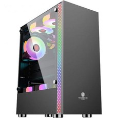 컴퓨터 케이스 미드 타워 데스크탑 ATX USB 3.0 포트 강화 유리 패널 8 팬 위치 수냉식 지원 색상 분홍색, Black, 1개