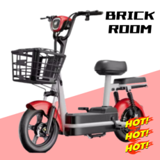 BRICKROOM 전동 스쿠터 자토바이 전기 팻바이크 2인용 출퇴근 자전거 배터리 분리형, 32A정품리튬배터리, 레드, 레드