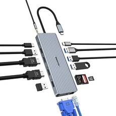 맥북 프로/에어용 USB C 허브 6 in 1 멀티포트 어댑터 4K HDMI 3 3.0 SD/TF 카드 리더기 프로/에어/서피스 프로 8 및 기타 타입 장치와 호환, 14-1