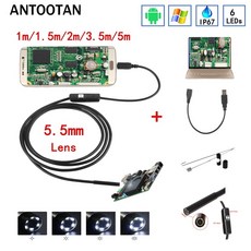 배관 하수구 내시경 카메라 산업용 5.5 7 8mm 렌즈 내시경 카메라 1M 5M 와이어 HD Borescopes 방수 LED 조명 검색 자동차 수리 파이프 검사 감시, 1 분, 5.5mm 소프트 케이블