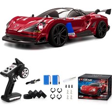 Desdoni RC 드리프트 카 리모컨 자동차 1\/16 스케일 38KM\/H 고속 4WD 2.4Ghz 스티어링 컨트롤 풀 LED 조, 01 A-레드, 1개