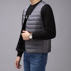 더맨쉽 남녀공용 베이직 브이넥 초경량 패딩조끼 CJTVT58001