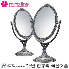비룡상회 국산 미로라인 스타 206x125x340mm 주석도금 W304150 거울 대 빗 타원형 탁상 고풍스런 분위기 화장 앤틱 큐빅 미용 트리