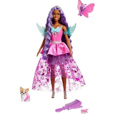 바비 Barbie A Touch of Magic 패션 인형 날개 달린 브루클린 디테일 드레스 17.8cm(7인치) 길이의 다채로운 머리카락 판타지 애완동물 및 액세서리 2