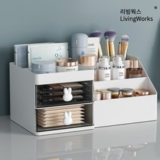 리빙웍스 대용량 토끼 손잡이 3단 서랍형 거치형 보관함 정리함 3colors, 리빙웍스 토끼 대용량 2단 보관함 - 핑크, 1개
