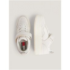 TOMMY JEANS LEATHER SNEAKERS WITH CUPSOLE AND STRAPS EN0EN02539YBL Ecru