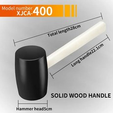 수공구 망치 DIY 수공구용 나무 손잡이 검정색 비탄성 타일 라운드 헤드 고무, xjca-400, 7.XJCA400, 1개