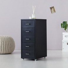 마켓비 FIHA 책상 다용도 서랍장, 블랙, 5단