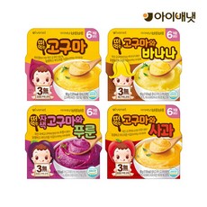 아이배냇 베베 떠먹는 간식 4종 세트 6개월부터, 고구마와사과 4개, 90g, 4개