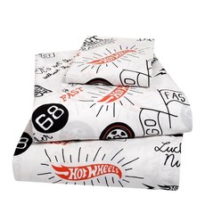 Franco Hot Wheels 아동용 럭셔리 침구 슈퍼 소프트 프리미엄 면 3피스 시트 세트 트윈 공식 라이선스 제품 155960