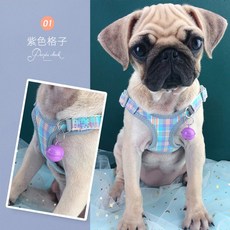 개 가죽 끈 로프 워킹 개 로프 조끼 스타일 개 체인 개 목걸이 용품 작은 개 테디 비숑 가슴 스트랩, 레이크 그린 체크 체스트 백 세트 + XXS (권장 6-10kg)
