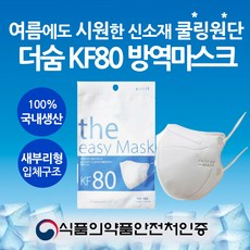 국산 더숨 KF80 대형 여름용 신소재 쿨링원단 새부리형 미세먼지 황사방역마스크 개별포장, 1set, 10매