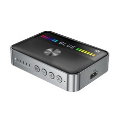 블루투스 송신기 수신기 오디오 어댑터 LED 디스플레이 화면 V5.3 TV 태블릿 홈 시어터 PC 용 3.5mm AUX RCA AUX 어댑터, 9.95cmx7.5cmx2.45cm, ABS 플라스틱, 검은색, 1개