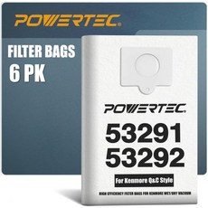 청소기 먼지봉투 부품 통 더스트백 POWERTEC for Kenmore 캐니스터 Q&C Style 5055 50557 50558 KM48751/ 파나소닉 타입 C5 C19 진공, 6 Pack