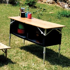 제드 폴더블 접이식 우드 캠핑 피크닉 쉘프 버너 선반 식탁 2폴딩 3폴딩 키친 테이블, 우드케비넷테이블