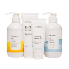 메이베나 순수 효소 3종 세트 바디워시 500ml 2개 + 클렌징 폼 150ml + 필링젤 100ml, 효소바디 택 2 무향 화이트머스크